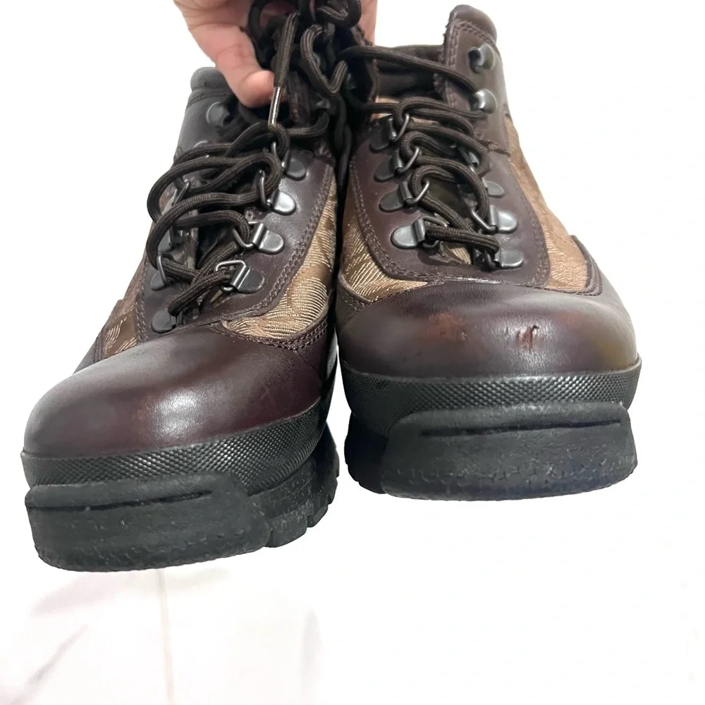 Coach Hanna logo Brown leather Boots 7.5 - Picture 8 of 11